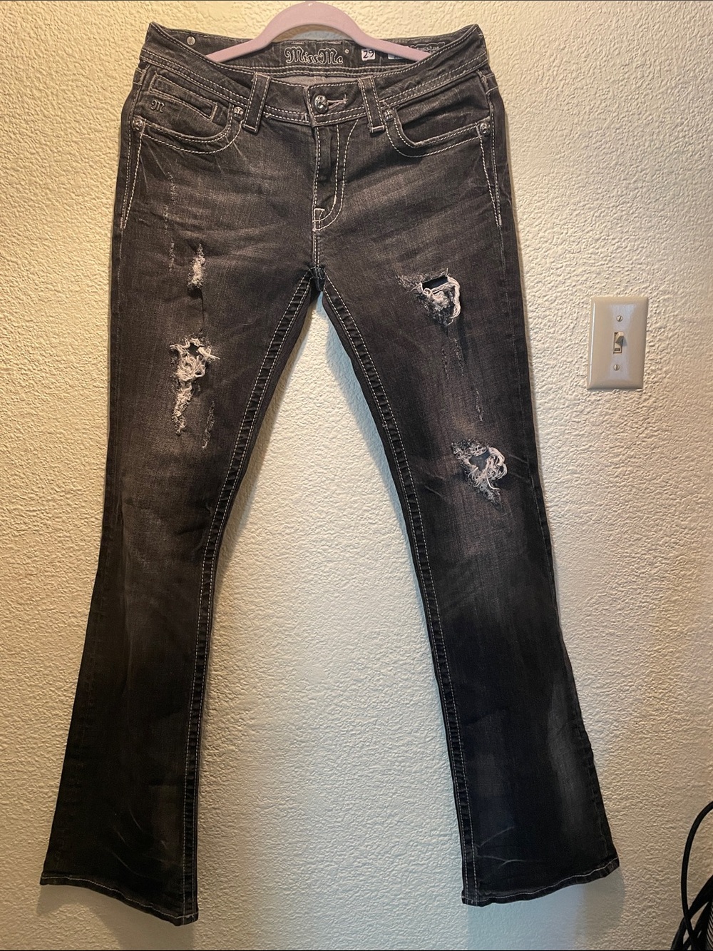 Miss Me Black Distressed Flare Jeans